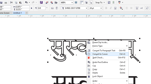 Convert to curves in CorelDraw